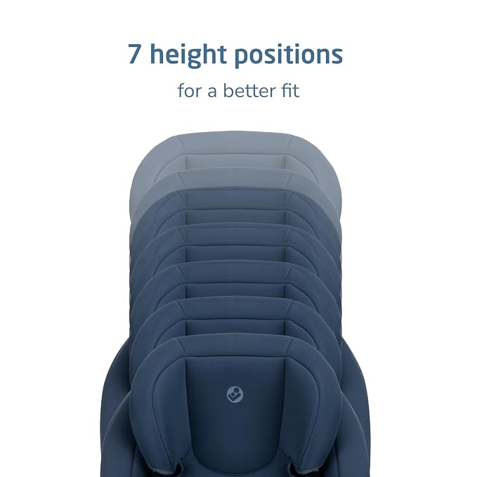 Maxi-Cosi RodiSport Kids Booster Car Seat, High-Back, Backless Booster Seat, 7-Position Headrest, Easy Latch System, Reclining Chair, Belt Guide, Fits 40-100 lbs, 43.4-57 in, Seafaring