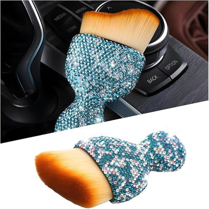 Bling Car Detailing Brush, Crystal Rhinestone Non-Scratch Vehicle Cleaning Dust Brush for Air Vent & Dashboard, Soft Bristles Automotive Interior Cleaning Tool, Universal Fit (Multicolor)