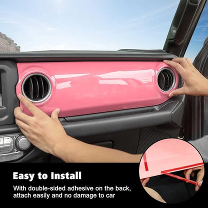RT-TCZ Center Console Trim Cover Dashboard Control Panel Cover Decorative Interior Accessories for Jeep Wrangler JL JLU & Gladiator JT 2018-2022,Pink