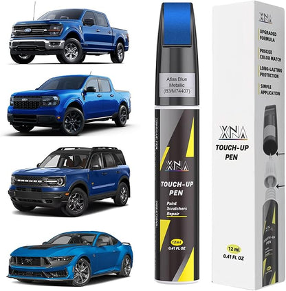 XNA Atlas Blue Metallic(B3/A3440) for Ford Touch Up Paint, Car Scratch Remover for Nicks and Chips Repair, 2-In-1 Quick & Easy Fix Car Scratch Repair Kit with Exact Color-Matched