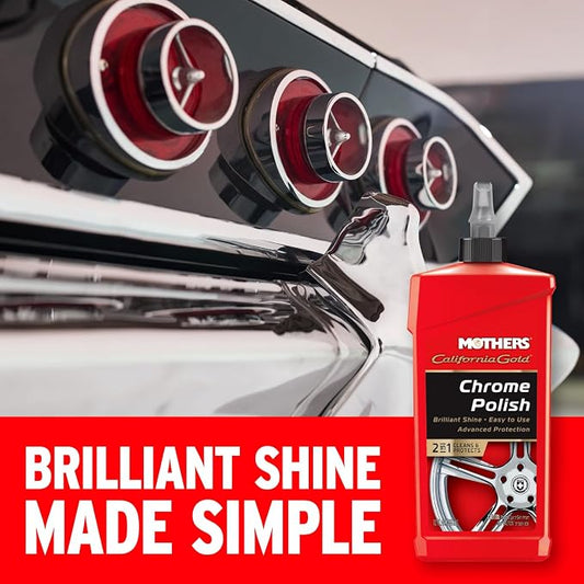 Mothers California Gold Chrome Polish, 12 oz. — Cleans & Brightens Chrome Bumpers, Wheels, Trim & Accessories, Protects Against Fingerprints, Rust & Corrosion, Safe on Glass & Mirrors (05212)