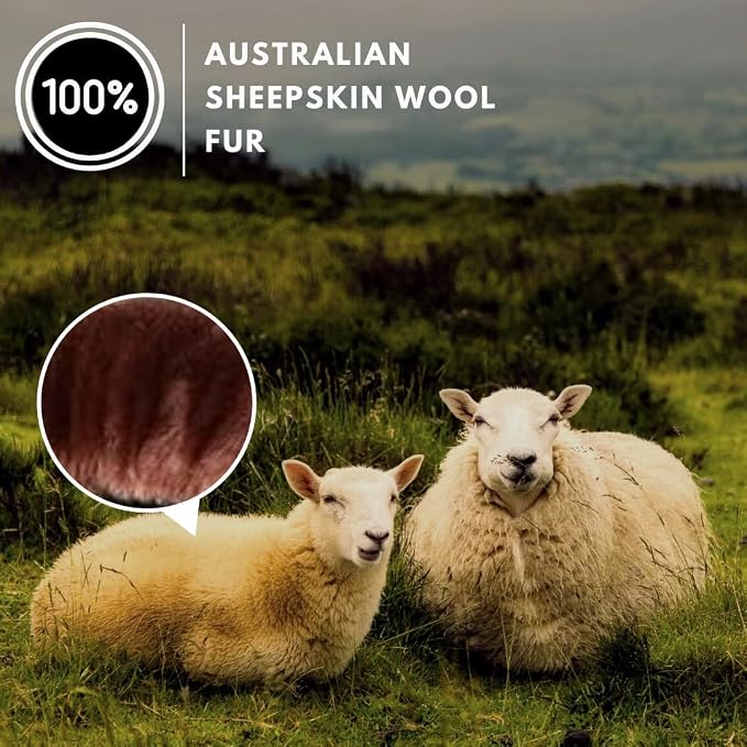 Andalus Brands Luxury Fluffy Car Steering Wheel Covers – Genuine Merino Sheepskin, Soft Fuzzy Car Steering Wheel Cover for Women, Universal 14.5-15" Size, Plush Fur Cute Auto Accessories, Saddle Brown