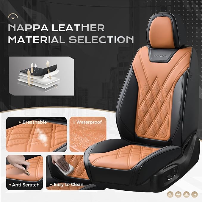 Coverado Car Seat Covers, Front Covers for Cars, Car Seat Cover Front Seats, Automotive Seat Cover, Waterproof, Leather Car Seat Cushion, Universal Interior Covers Seat Protectors for Most Cars