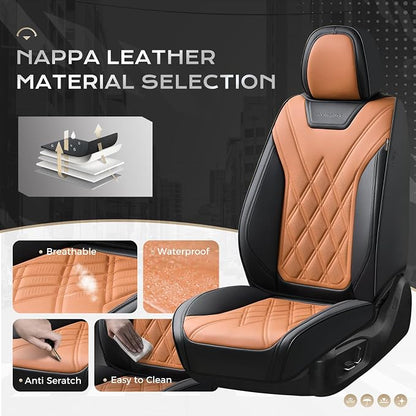 Coverado Car Seat Covers, Front Covers for Cars, Car Seat Cover Front Seats, Automotive Seat Cover, Waterproof, Leather Car Seat Cushion, Universal Interior Covers Seat Protectors for Most Cars