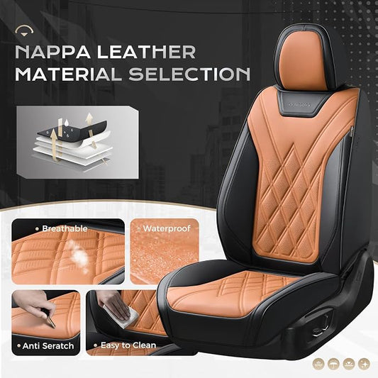 Coverado Car Seat Covers, Front Covers for Cars, Car Seat Cover Front Seats, Car Seat Protector Waterproof, Leather Car Seat Cushion, Universal Interior Covers Seat Protectors for Most Cars Purple