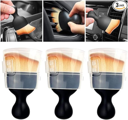 QUAAM 3PCS Car Interior Cleaning Tool, Car Cleaning Brush Interior Dust Collectors,Car Interior Cleaning Tool Brush, Dust Brush