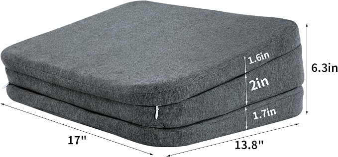 HOMBYS Adjustable Car Booster Seat for Short Drivers, 3 Heights for Different People, Adult Car Seat Cushions for Driving, Supportive Car Seat Pad for Lower Back Pain Reduce, (17"x13.8"x6.3", Grey)