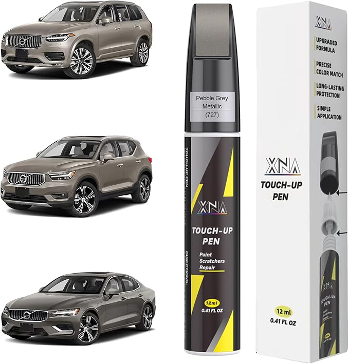 XNA Pebble Grey Metallic(727) for Volvo Touch Up Paint, Car Scratch Remover for Nicks and Chips Repair, 2-In-1 Quick & Easy Fix Car Scratch Repair Kit with Exact Color-Matched
