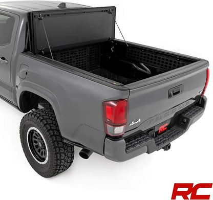 Rough Country Hard Flip-Up Tonneau Cover for Toyota Tacoma (2016-2023) - Flush Folding Aluminum Bed Cover