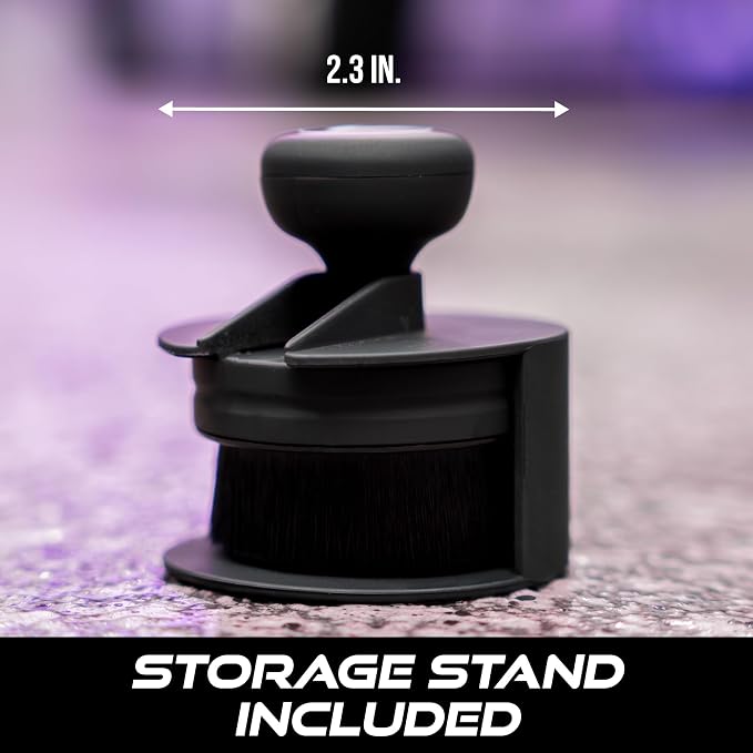 VIKING Tire Shine Applicator Brush, Automotive Tire Dressing Applicator Brush, Storage Stand Included for Detailing and Car Wash Kit, Black, 2.3 Inch Diameter