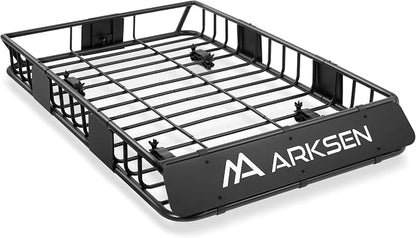 ARKSEN 54" x 34" x 6" Roof Rack Cargo Basket with Extension, 150 LBS Universal Heavy Duty Steel Rooftop Carrier for SUV, Truck, RV, Pickup