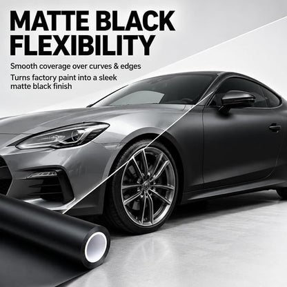 TPH Matte Black Paint Protection Film 7.5mil 60in×5ft– Self‑Healing Car Wrap Roll, Heat‑Activated Scratch Repair for Hood Bumper Headlight, Anti‑Scratch