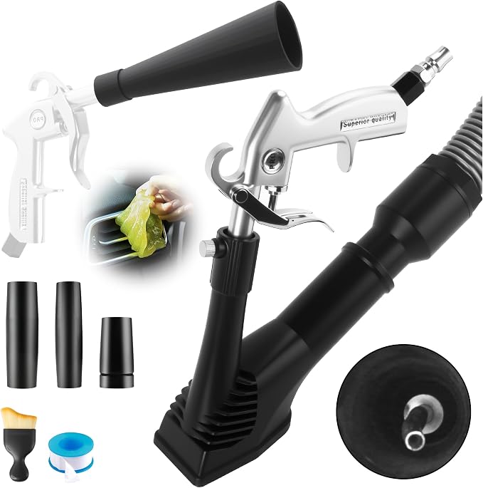 GOCCIDA 2IN1 Car Interior Detailing Air Blow Gun & vacunm Gun with Adjustable Air Flow Nozzle,Cleaning Gun Quickly Blasts Dirt and Dust from Surface Works with Air Compressor(Upgrade Rotate Tube)