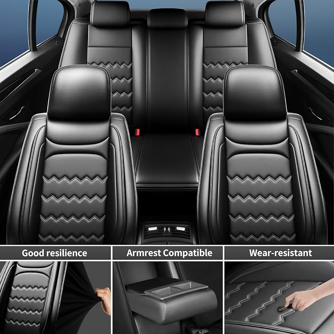 Blazer Car Seat Covers Fit for Chevrolet/Chevy Blazer 2019-2026, Full Coverage Leather Waterproof Breathable Seat Covers, Automotive Seat Protectors, Airbag Compatible, (2 Front Seats, Black)