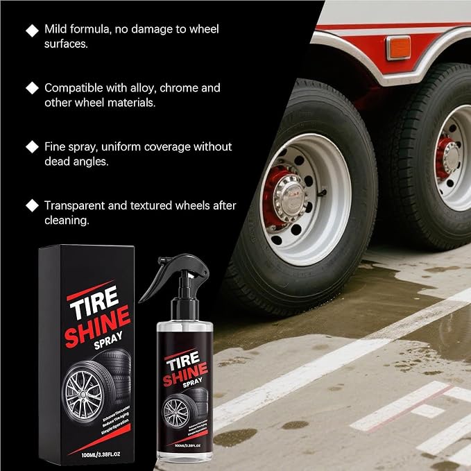 Car Tire Shine, 100ml Wheel Gloss Renewal Mist, Tire Dressing Spray, for Automotive Truck SUV RV Motorcycle Sedan Home Outdoor Garage Workshop