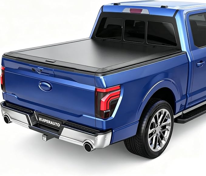 KUIPERAUTO Soft Quad-Fold 5.5 FT Folding Truck Bed Tonneau Cover Compatible with 2009-2014 Ford F150 F-150 Styleside (Excl Raptor Series) Truck Bed Cover