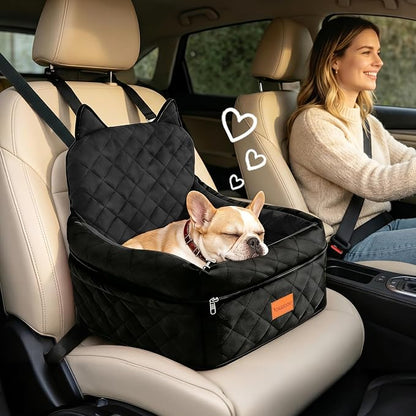 Dog Booster Car Seats for S/M Dogs Up to 35lbs,Pet Car Seat/Travel Bed with Washable&Removable Cover,Storage Pockets,Dog Safety Belt and Elevated Cushion Fits in Front/Back Seat