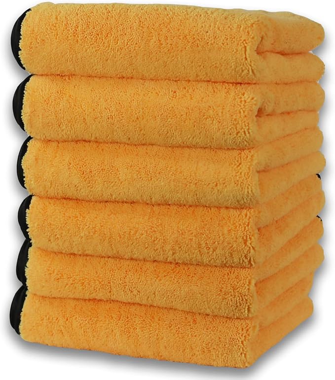 Simple Houseware Professional Grade Microfiber Towels for Car, 16" x 24", 6 Pack, 440 GSM