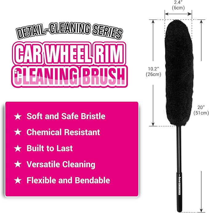 H.O.W 360° Microfiber Wheel Rim Tire Brush for Cleaning Tires