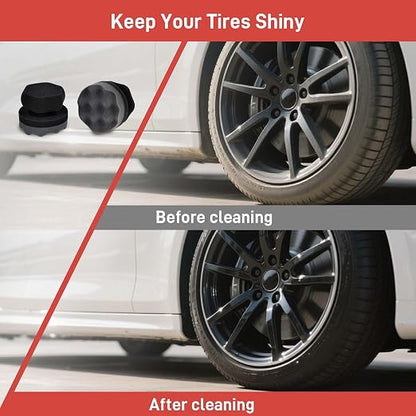 3PCS Tire Shine Applicator Pads, High-Density Wave-Grip Pad for Leather & Tire Care, Auto Detailing Tool, Durable and Reusae Applicator Pad for Auto Polishing, Cleaning, and Waxing