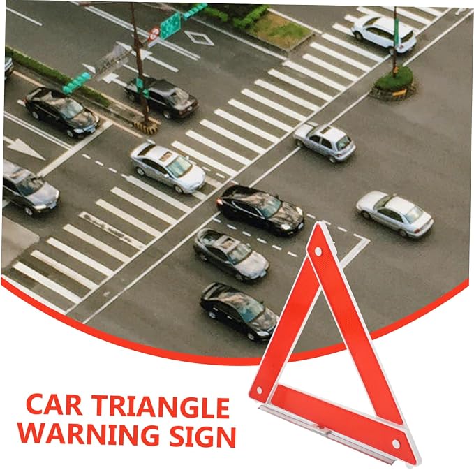 Emergency Roadside Triangle Kit Reflective Warning Sign with High Visibility Foldable Design Durable and Construction for Vehicle Safety and Traffic Alerts