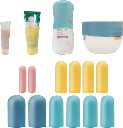 TRANOMOS Silicone Bottle Covers Travel Essentials for Women Men, Beach Vacation Essentials, Travel Size Toiletries Accessories, Cruise Ship Essentials 2026, Must Haves, Leak Proofing