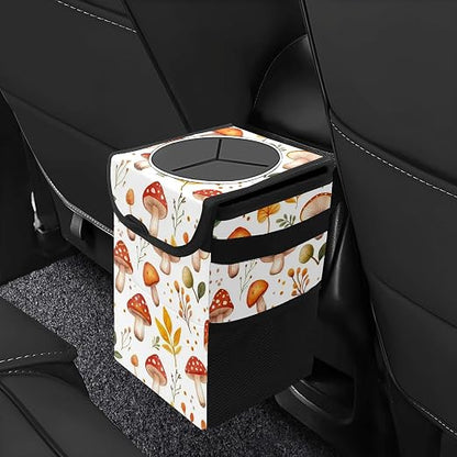 Car Trash Can – Multi-Purpose, Lightweight and Portable with Durable Water-Resistant Coating, No Installation Required, Practical and Ample Capacity, Variety of Colors.Mushroom