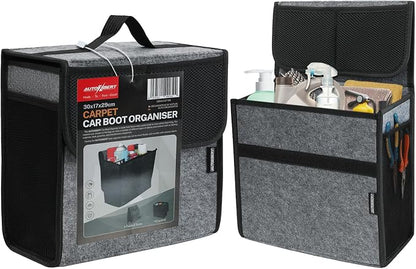 Car Trunk Organizer,Soft Felt Car Bag Organizer 12x7x12 inch Folding,for Honda CRV Civic Accord Ford Focus Fusion Toyota RAV4 Jeep SUV/Truck/Sedan（Gray