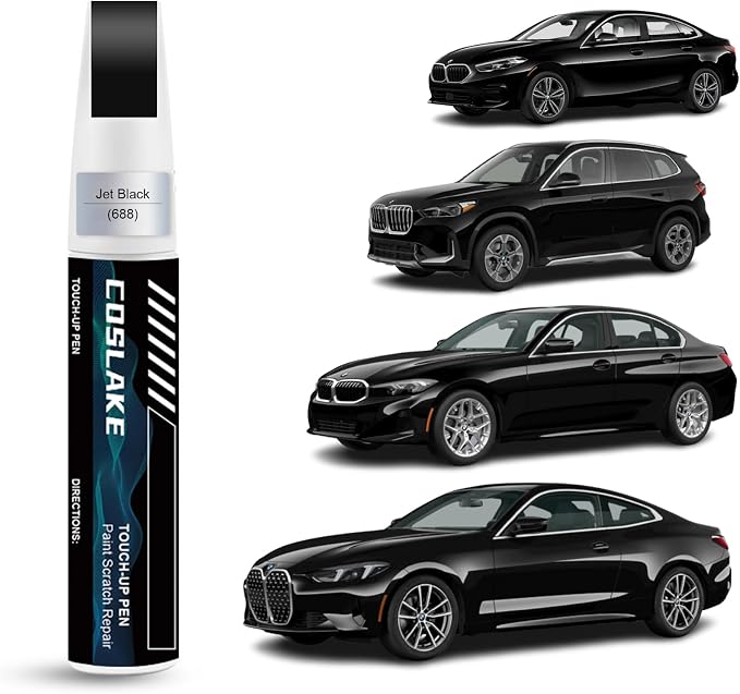 Car Touch Up Paint(Jet Black(688)) for BMW, Car Paint Scratch Repair Kit, Quick & Easy Solution to Repair, 2 in 1 Scratch Remover Pen with Color-Matched