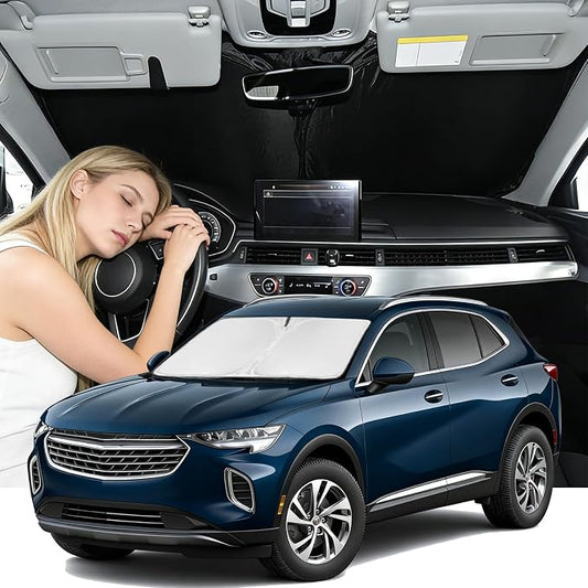 Windshield Sunshade for Buick Envision 2021-2026 Sun Shade Car Windshield Accessories Upgrade 4 Layers Blocks UV Rays Custom Fit Envision 240T Car Window Shades Keep Cool Foldable
