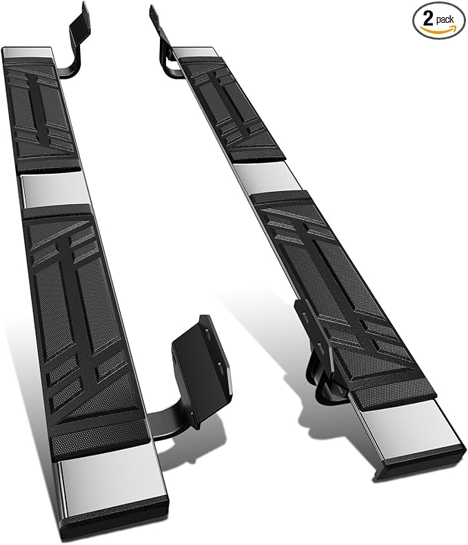 DNA Motoring 6.5" Flat Running Boards Side Steps Compatible with Ford F150 Standard Cab 2015-2024, F250 / F350 Super Duty Standard Cab 2017-2024, STEPB-U-F25017-T1-S