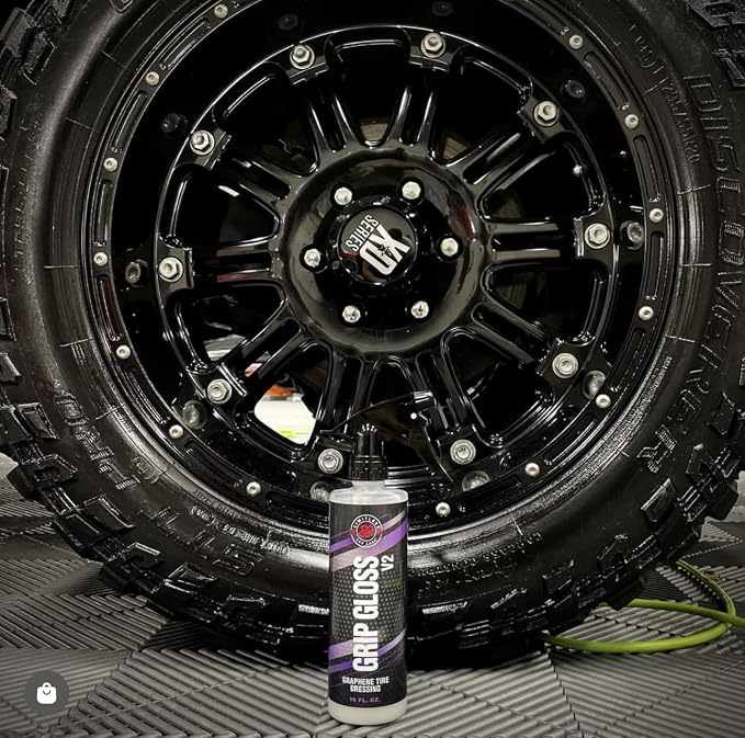 LimitlessCarCare Grip Gloss V2 Tire Dressing - Deep Black Finish W/Graphene Non Greasy Car Detailing | Ceramic Coating Like Tire Protection