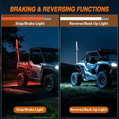 Nilight LED Whip Light 1PC 5FT Spiral RGB Antenna Whips with Spring Base, App/Remote Control DIY Chasing Patterns Brake & Reverse Lights for Side by Side ATV UTV RZR Can-Am Buggy Jeep