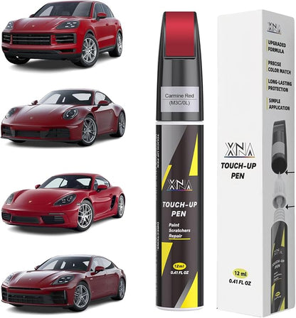 XNA Carmine Red(M3C/0L) for Porsche Touch Up Paint, Car Scratch Remover for Nicks and Chips Repair, 2-In-1 Quick & Easy Fix Car Scratch Repair Kit with Exact Color-Matched