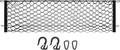Canvcle Trunk Cargo Net for 2021-2026 Jeep Grand Cherokee L (7 Seats) Accessories Envelope Style Mesh Trunk Net Organizer and Storage Stretchable Adjustable Elastic Nylon Rear Cargo Netting with Hooks