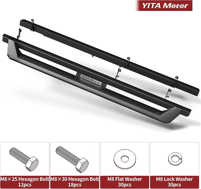 YITAMOTOR Drop Running Boards Compatible with Chevy Silverado/GMC Sierra 2019-2026 1500 Crew Cab, 2020-2026 Silverado/Sierra 2500HD 3500HD Crew Cab, Black Powder Coated Nerf Bars, Off-Road Side Steps