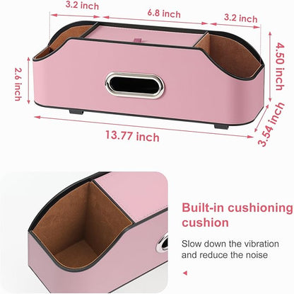 Car Rear Backseat Extra Multifunctional Drink Cup Holder Organizers with Tissue Storage Box Organizer & Hooks for Car Seat Back. Pink