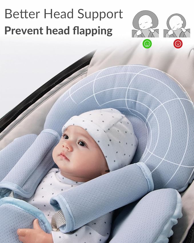 Generic Infant Insert Compatible with Mamaroo Swing & Graco Swing and Infant Car Seat, Newborn Insert Baby Head Body Support, Reversible Design, Breathable Soft Fabric, 1Pcs - Dots, Dark Blue