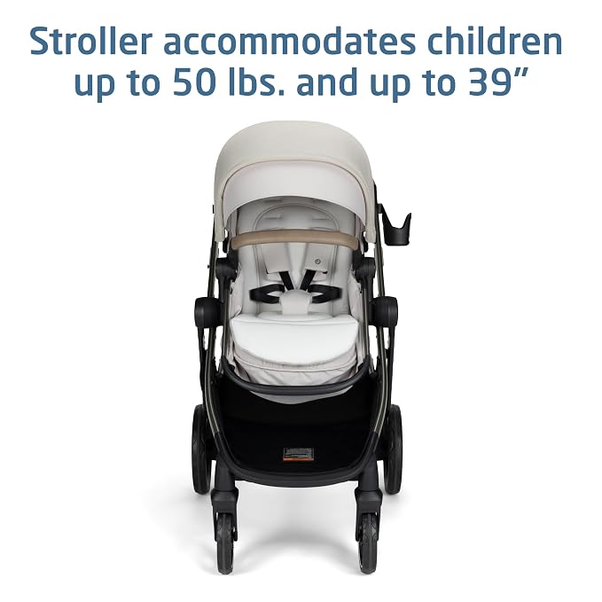 Maxi-Cosi Zelia Pro 5-in-1 Travel System with Mico Pro Infant Car Seat and Baby Stroller Combo, Reversible Seat, Large Wheels, Adjustable Handle, Newborn to Toddler, Lightweight, Classic Oat