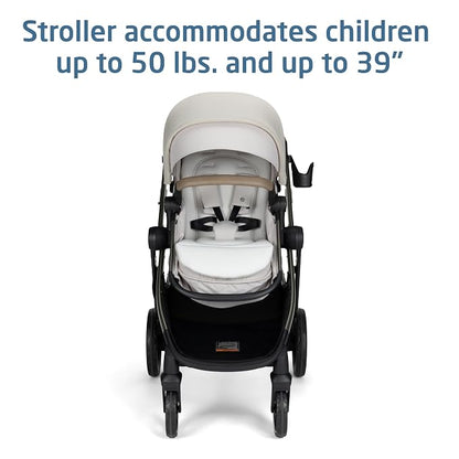 Maxi-Cosi Zelia Pro 5-in-1 Travel System with Mico Pro Infant Car Seat and Baby Stroller Combo, Reversible Seat, Large Wheels, Adjustable Handle, Newborn to Toddler, Lightweight, Classic Oat