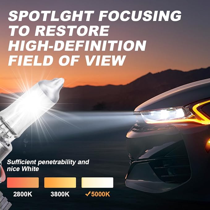 H8 Halogen Headlight Bulb, 12V 35W Halogen Headlamp 5000K Auto Car Low High Beam Light Bulbs for Fog light Replacement,NOT Fit 24v Vehicles,Pack of 2