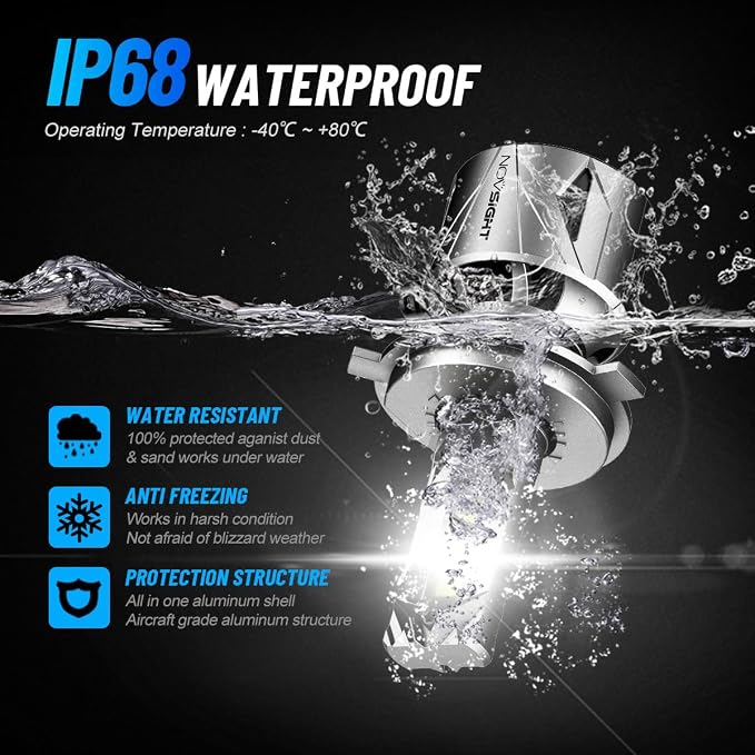 NOVSIGHT 𝗛𝟰 Fog Bulbs Upgrade, 900% Brighter 95,000LM, 240W Performance, Enhanced Cooling, 5-Min Installation, 100,000+ Hour Lifespan, IP68 & CANBUS Compatible, Pack of 2
