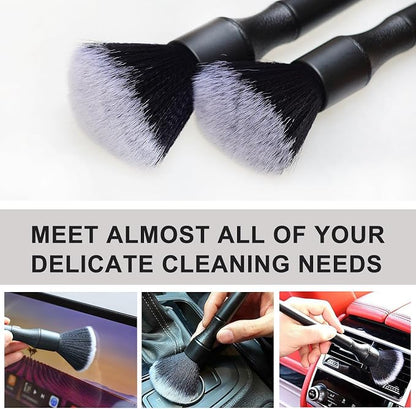 2 Microfiber Detailing Brushes, Car Interior Detailing Brush for Air Vent,Dashboard, Leather,Cleaning Tool Efficient Dust Removal for Car Interior, Computers, Keyboards, Digital Device