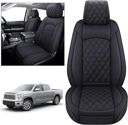 YIERTAI Seat Covers Compatible with Toyota Tundra for 2008-2025 2026 Crewmax Double Cab SR5 Limited Platinum TRD Pro Truck Waterproof Leather Seat Covers(2 PCS Front only/Black)
