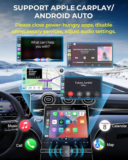 AuroraLink Wireless Carplay Adapter for Apple iPhone & Android Auto 2-in-1 Fast & Stable Carplay Wireless Adapter Convert Wired to Wireless Car Play Dongle for iOS 10+/Android 11+ (Grey)
