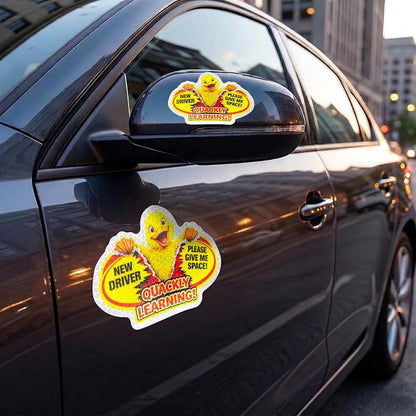 3 Pcs Reflective Student Driver Magnet and Stickers Set - Funny Animal New Driver Safety Signs for Car, Waterproof & Weatherproof High Visibility Vehicle Bumper Decals, Magnet + Stickers (Duck)