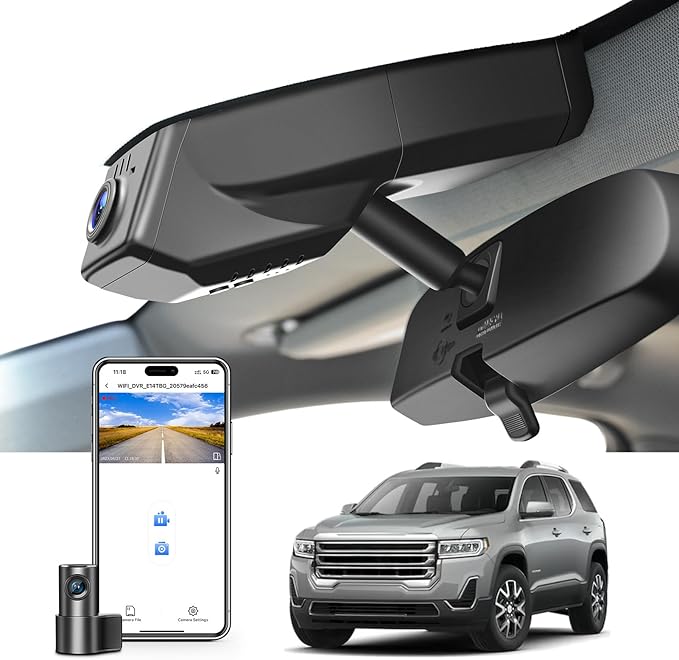 Mangoal Front 4K & Rear 1080p Dash Cam fit for GMC Acadia 2017-2023 (Model B), Model A & Model B Have Same Models Years but Vehicle Sensor Cover are Different, Free App & WiFi, 128GB Card