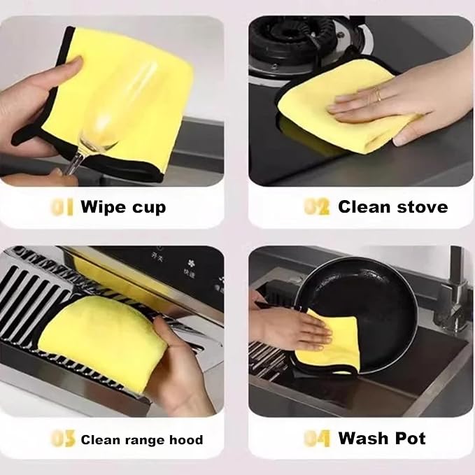 10 Pack Premium Microfiber Towels Coral velvet Washing and Detailing Towels for Car Detailing Household Cleaning Ultra-Soft Super Absorbent, Lint Streak-Free 11.8"x15.7” Cleaning Cloth (Yellow/Grey)