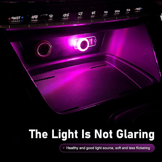 1 PCS Mini USB LED Car Interior Light, Plug & Play Compact Atmosphere Lamp, Personalized Automotive Interior Ambient Light Decor, Universal for Most Cars (Purple)