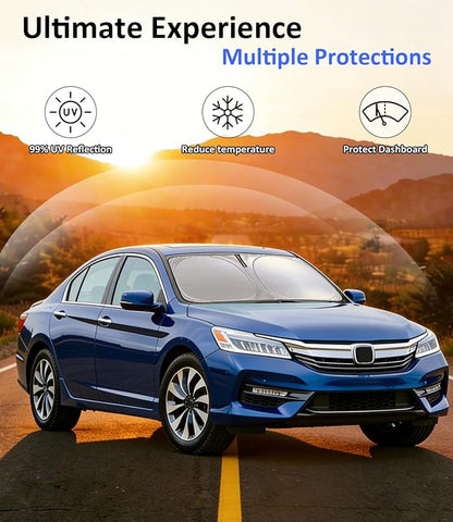 Windshield Sun Shade for Honda Accord 2013-2017 Accessories, Car Front Window Sun Visor & Heat Shield | 240T Sunshade Protection Blocks UV Rays Keep Your Car Cooler